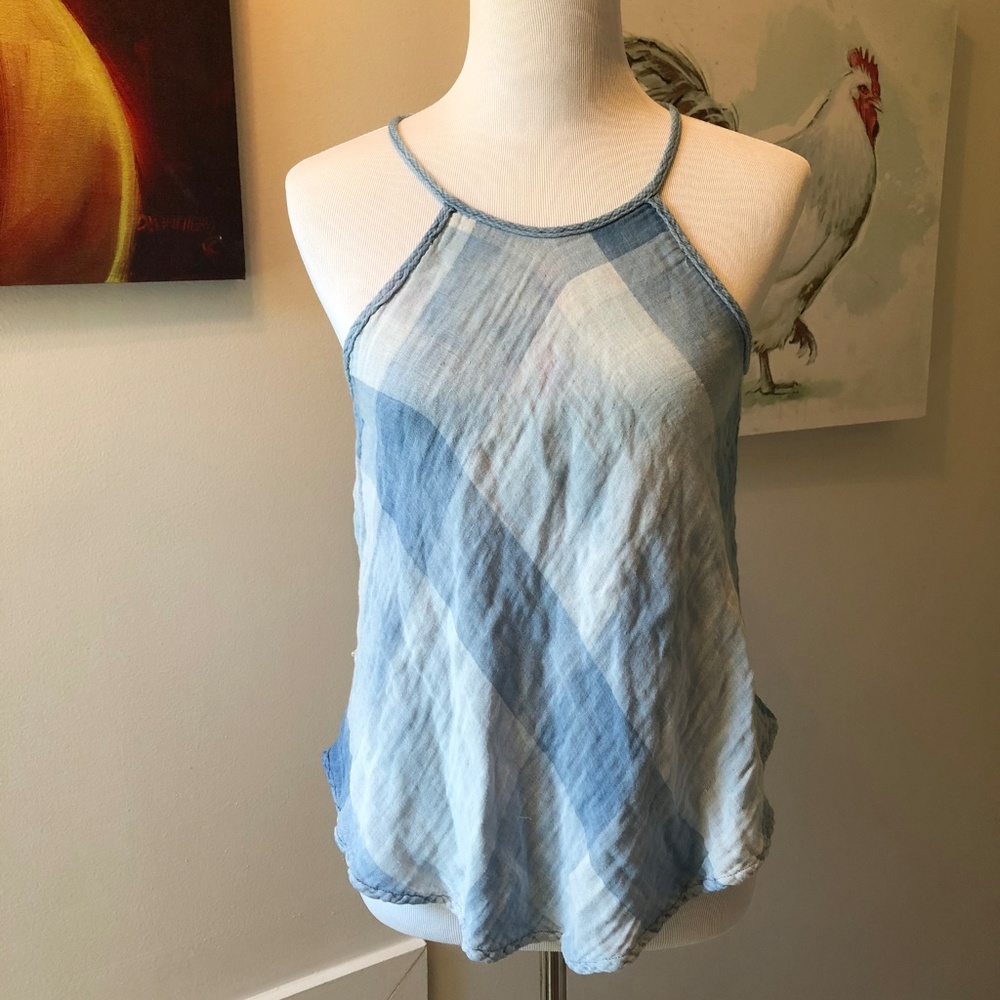Anthropologie Plaid Checkered Sky Tank